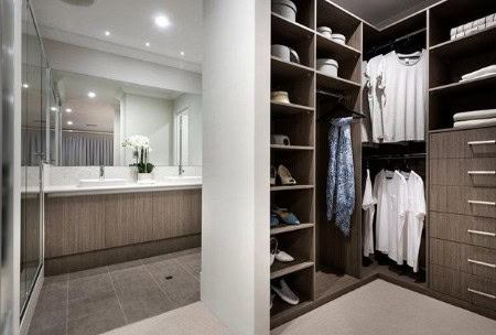Clothes closet in bathroom