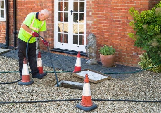 Outside drain overflowing
