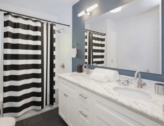 Weighted shower curtain for walk 